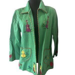 Vintage La Mexicana green and multicolor dancer jacket size M